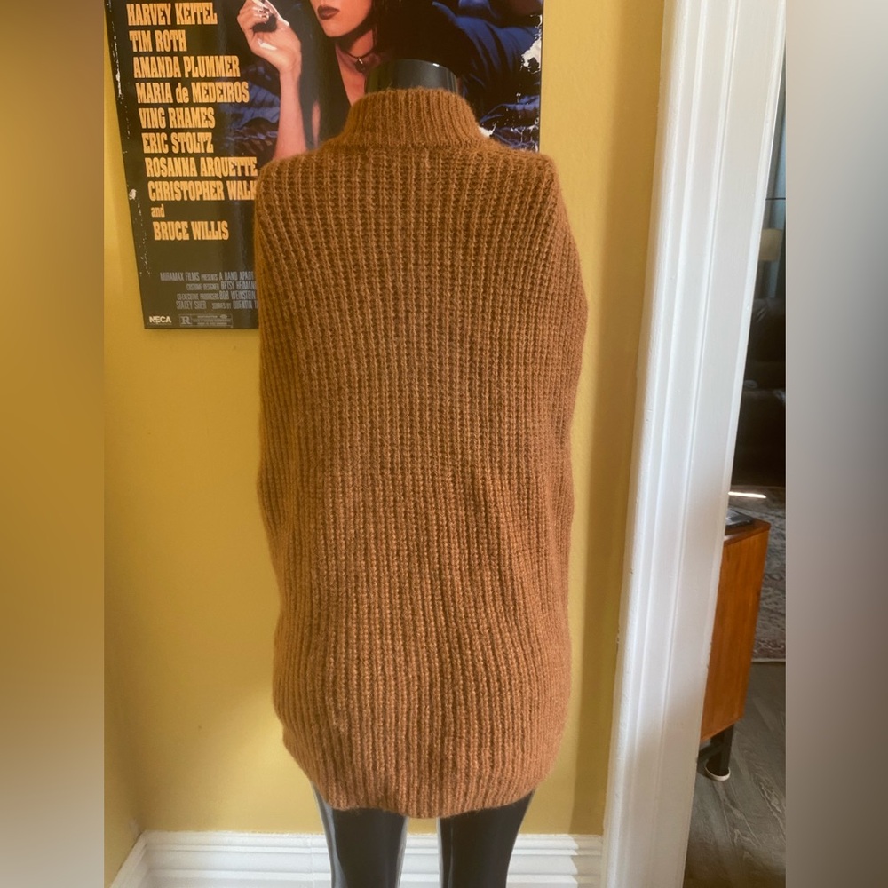 Brown Chunky Knit Cowl Neck Sweater - Picture 3 of 4